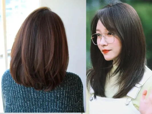 kiểu tóc ngang vai ép cụp phồng trẻ trung