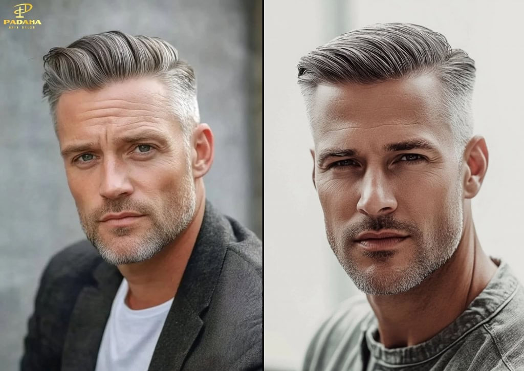 Kiểu tóc Quiff ngắn gọn gàng, tôn lên vẻ đẹp phong độ của nam trung niên