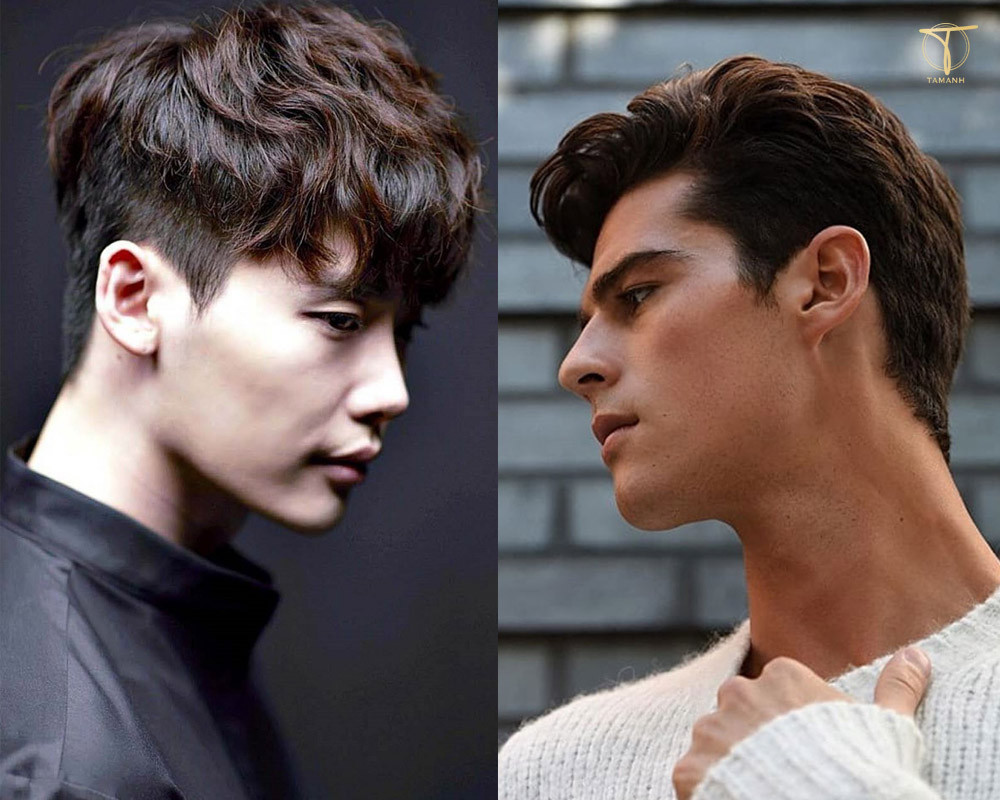 Kiểu tóc Side Part nhuộm nâu đen cho nam da ngăm đen