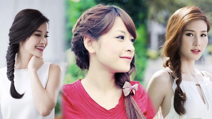 kiểu tóc tết lệch một bên dịu dàng cho nữ