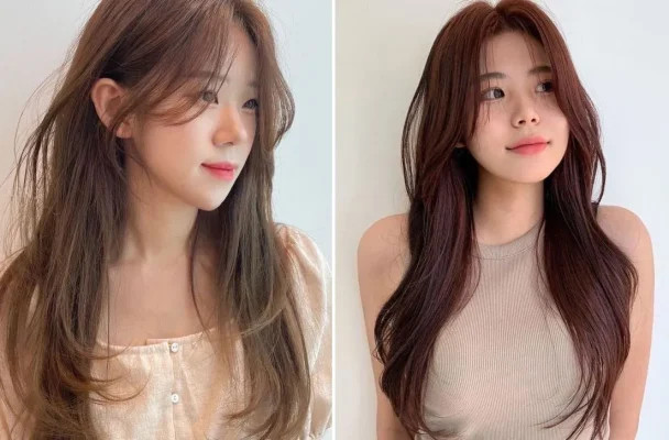 Kiểu tóc thẳng đẹp cho nữ kết hợp mái lệch hiện đại