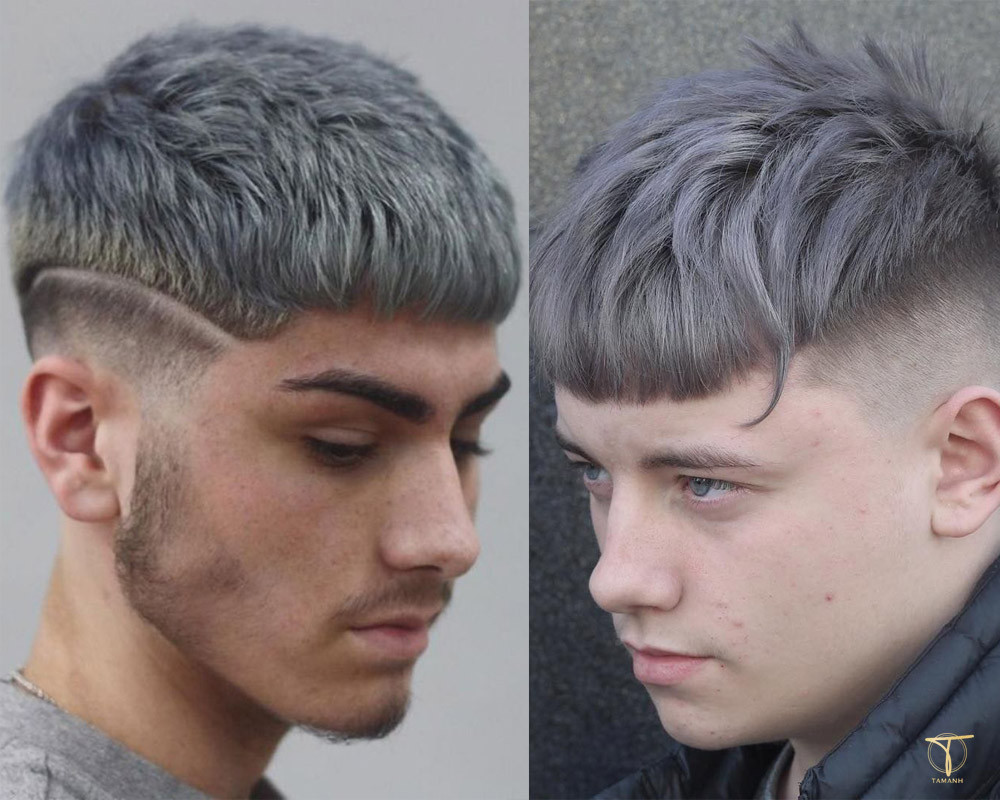 Kiểu tóc Undercut nhuộm xám lông chuột cho nam da ngăm đen