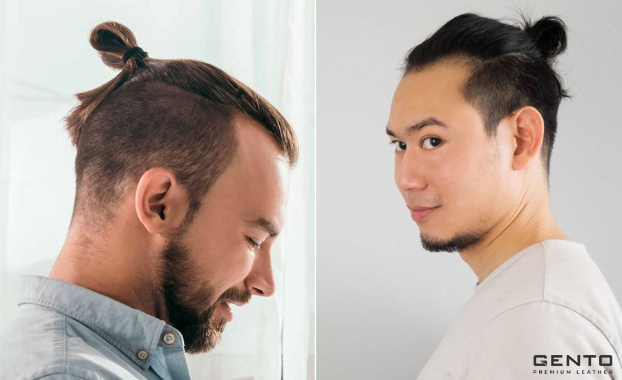 Kiểu tóc Undercut Top Knot búi sau gáy.