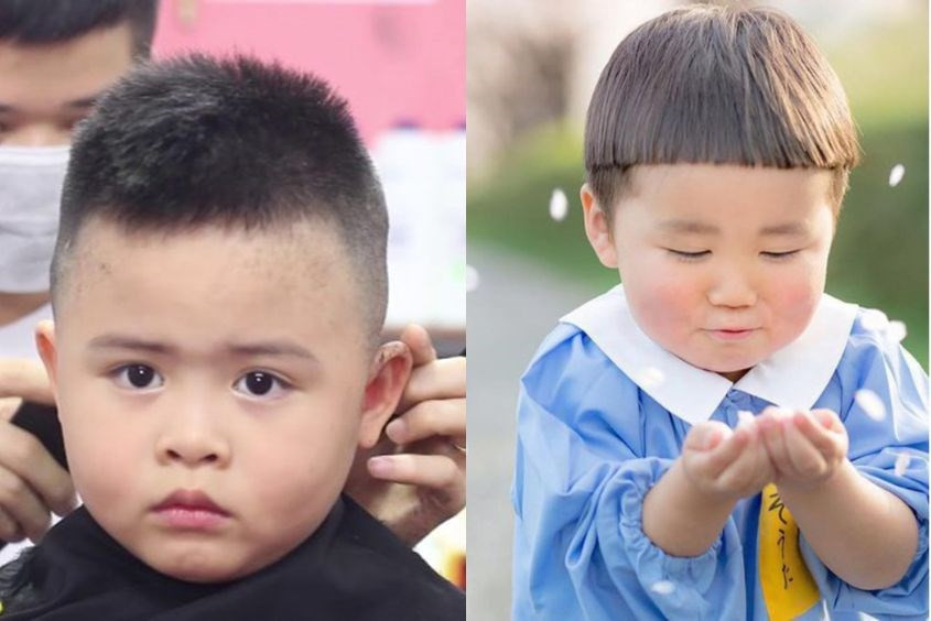 Kiểu tóc xoăn cho bé trai mặt tròn