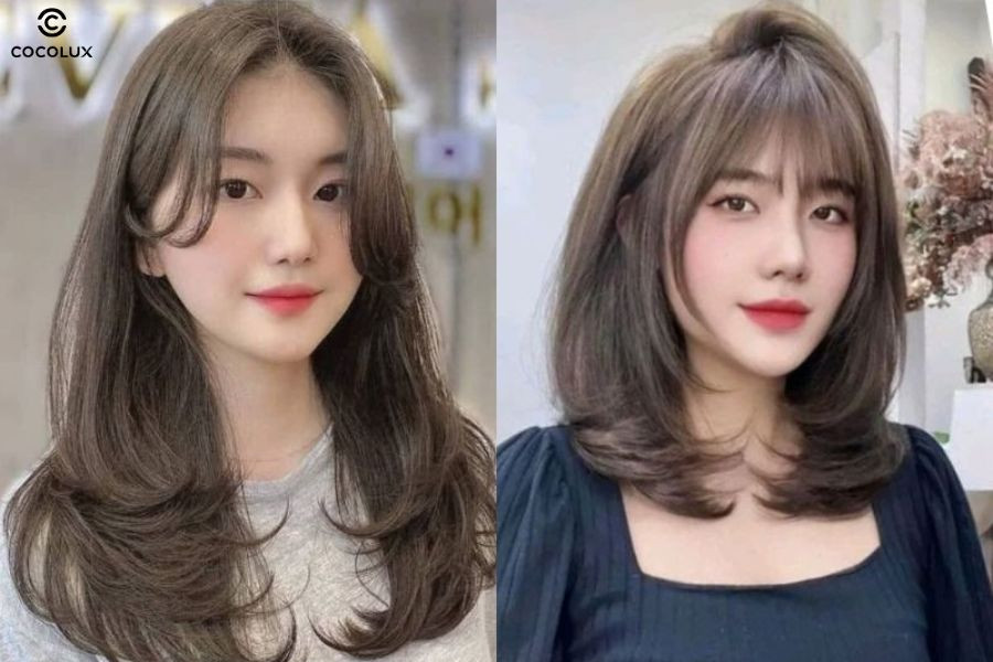 Kiểu tóc xoăn đuôi cụp nhẹ nhàng ôm gọn gương mặt