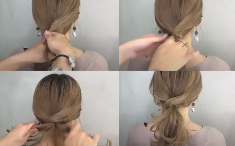 Mẫu kiểu tóc đuôi gà thấp nhẹ nhàng và thanh lịch