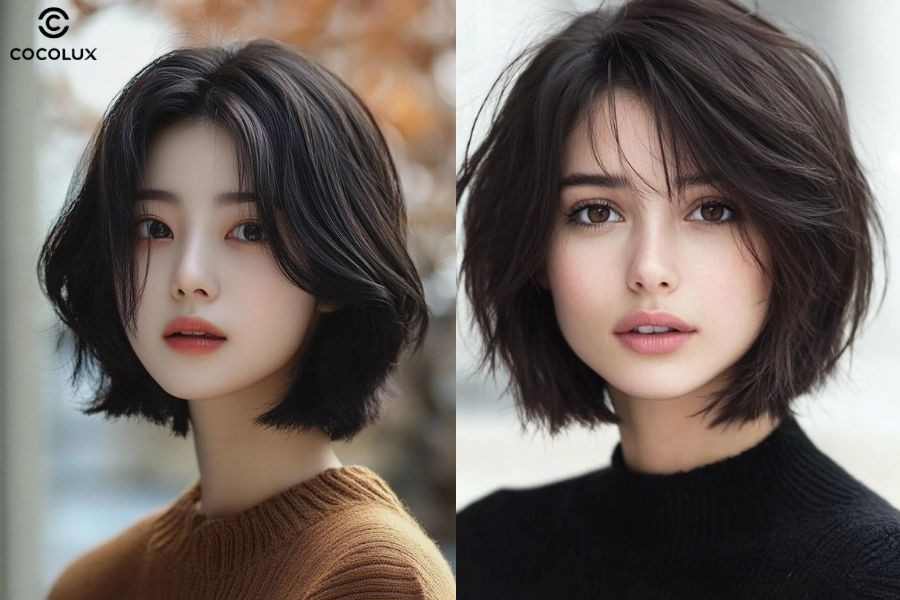 Mẫu tóc ngắn đẹp 2025 nữ với thiết kế bất đối xứng đầy cá tính