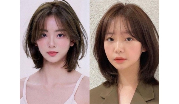 mẫu tóc ngắn lob ngang vai uốn nhẹ phù hợp mặt dài