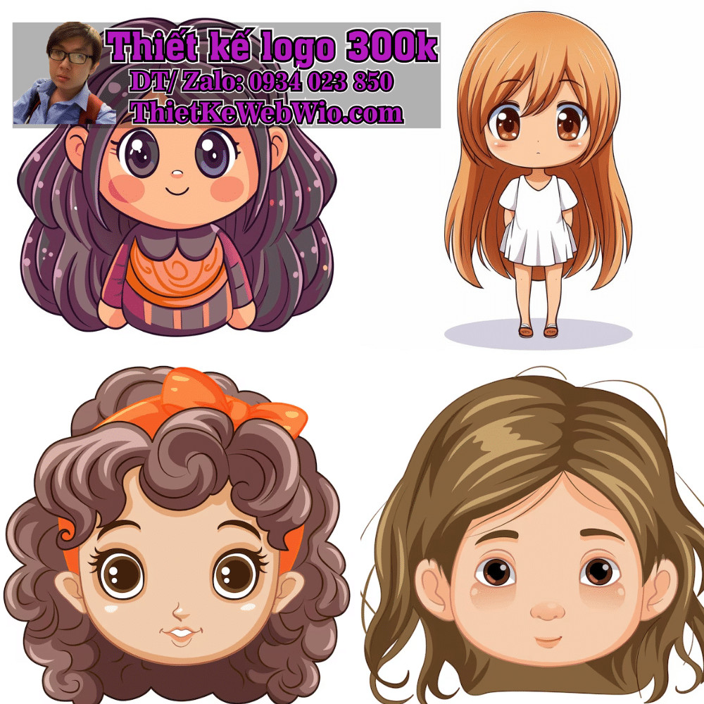 Minh họa các sản phẩm trang trí có hình chibi