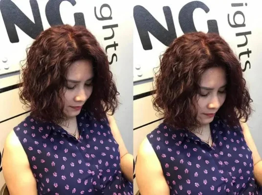 Phụ nữ trung niên với kiểu tóc xoăn ngắn, kiểu tóc ngắn trung niên Hàn Quốc