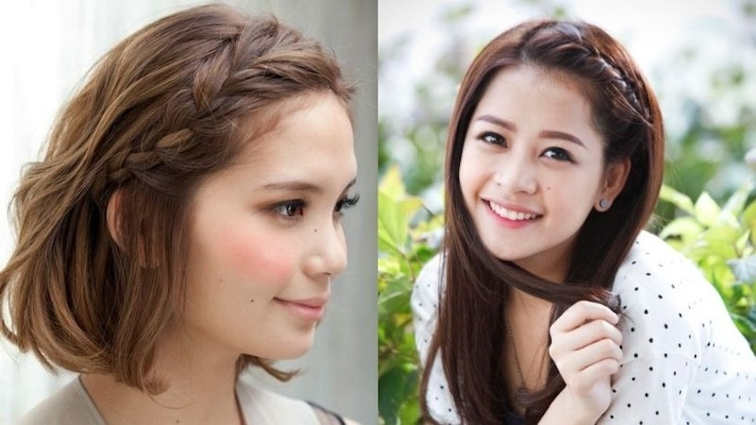 Tạo kiểu tóc cột thấp kết hợp tết tóc mái, mang đến vẻ thanh lịch cho bé gái