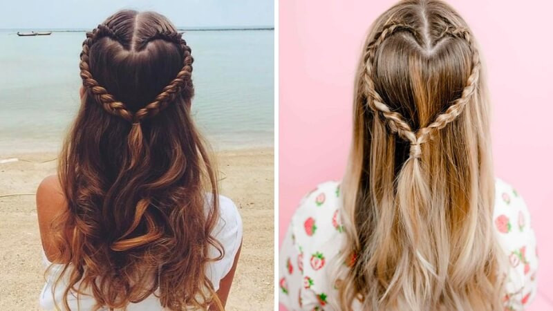 tết tóc hình trái tim sáng tạo và lãng mạn