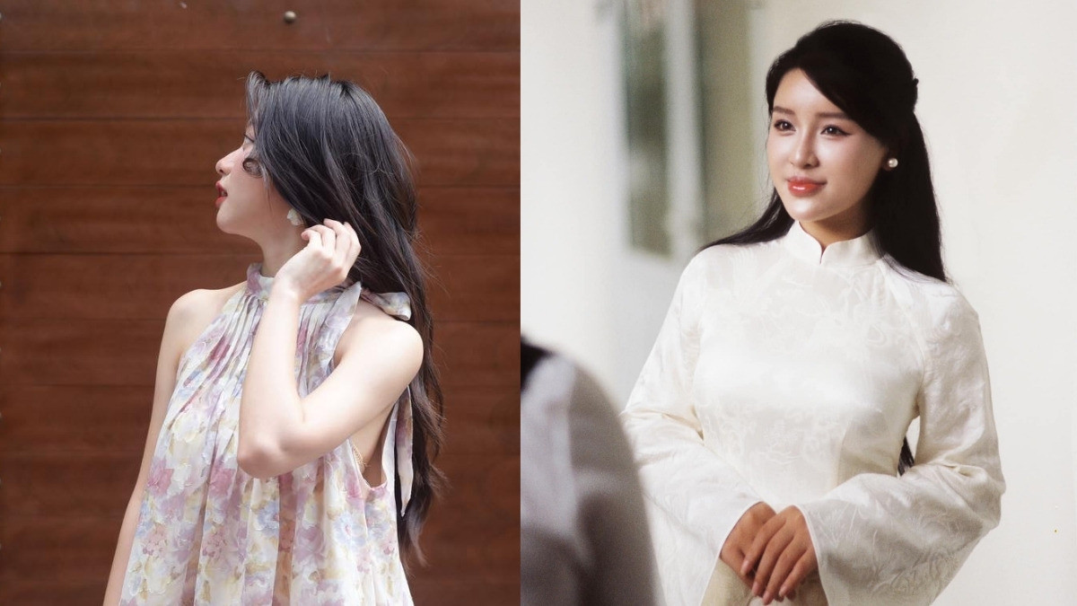 Tóc bồng bềnh tự nhiên khi diện áo dài truyền thống