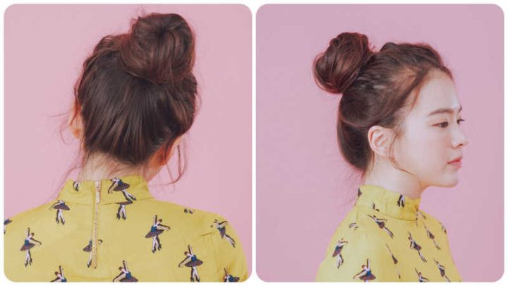Tóc búi củ hành trẻ trung cho nữ sinh