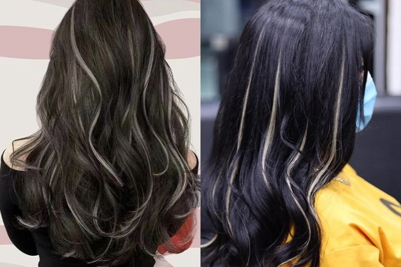 Tóc chiếc lá 2 tầng nhuộm gẩy line