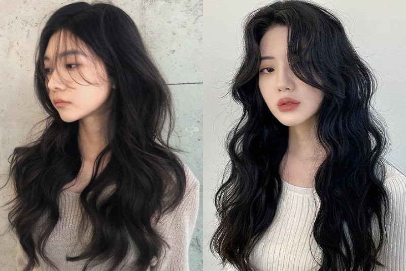 Tóc chiếc lá 2 tầng uốn sóng nước