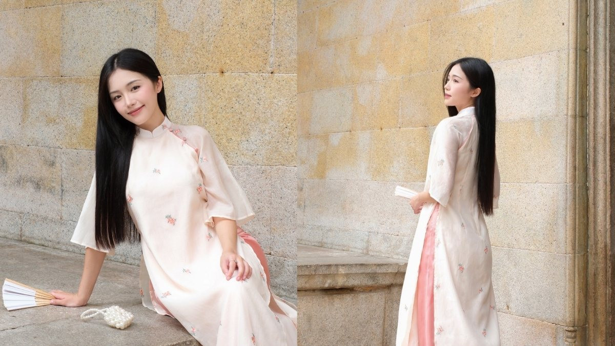 Tóc dài thẳng tự nhiên tôn dáng người mặc áo dài