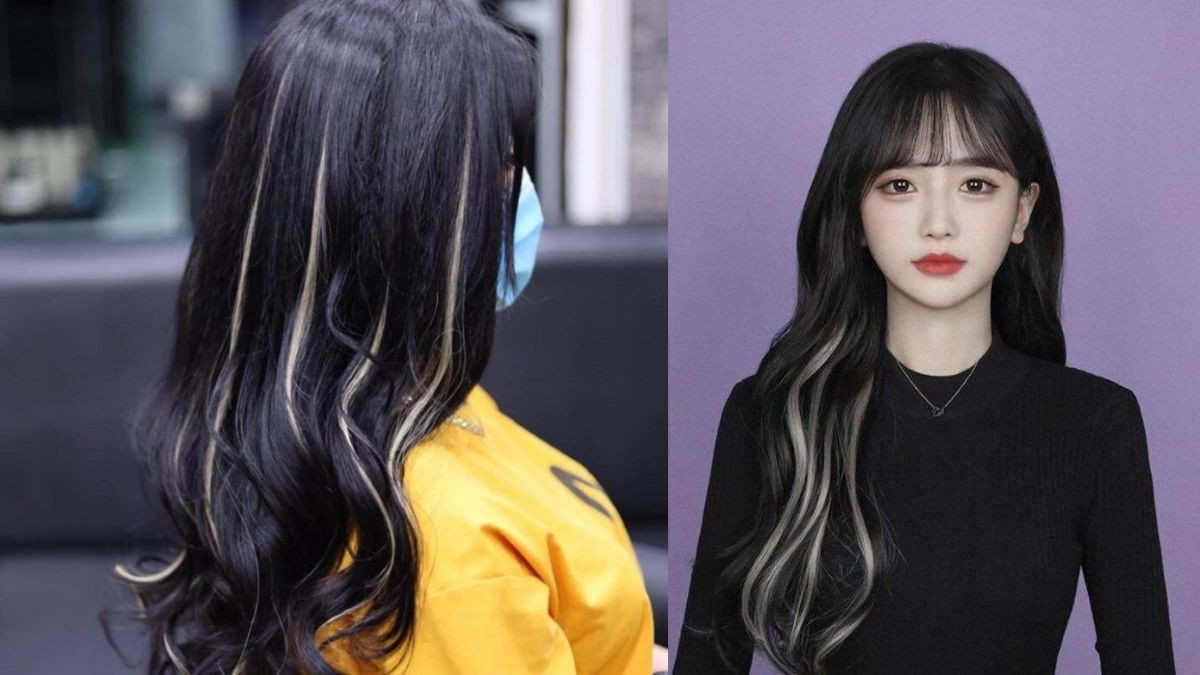 Tóc đen móc light màu vàng nhạt, kiểu tóc hack tuổi nổi bật