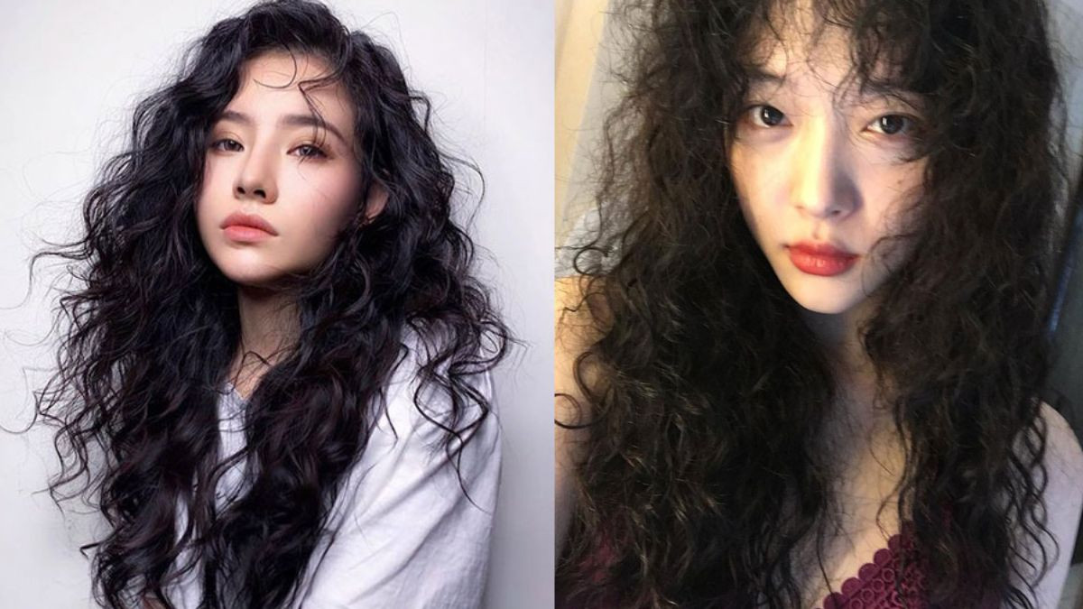 Tóc đen xoăn xù, kiểu tóc hack tuổi retro