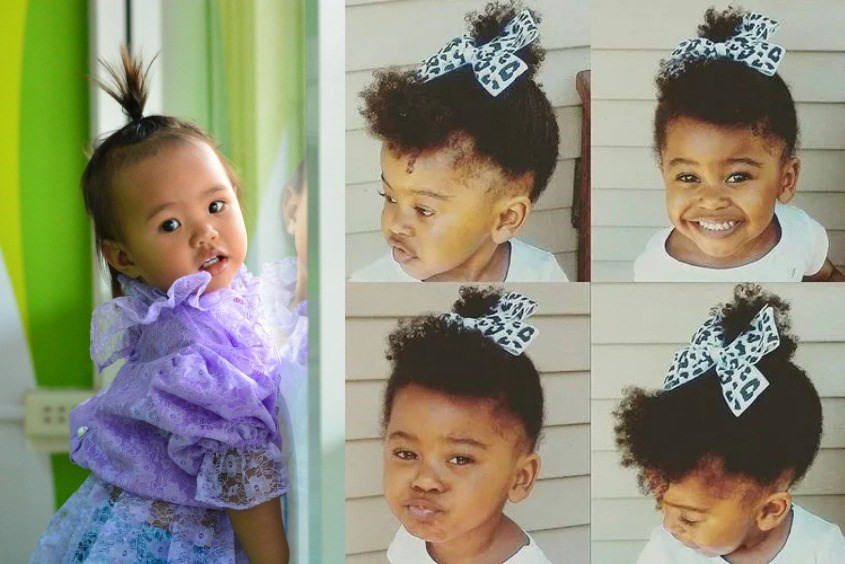 Tóc đuôi ngựa cho bé gái 1 tuổi