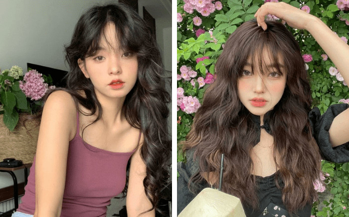 Tóc gợn sóng mái dài quyến rũ che khuyết điểm trán cao