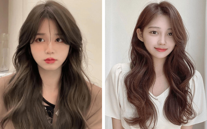 Tóc gợn sóng ngang vai giúp gương mặt tròn thêm đáng yêu