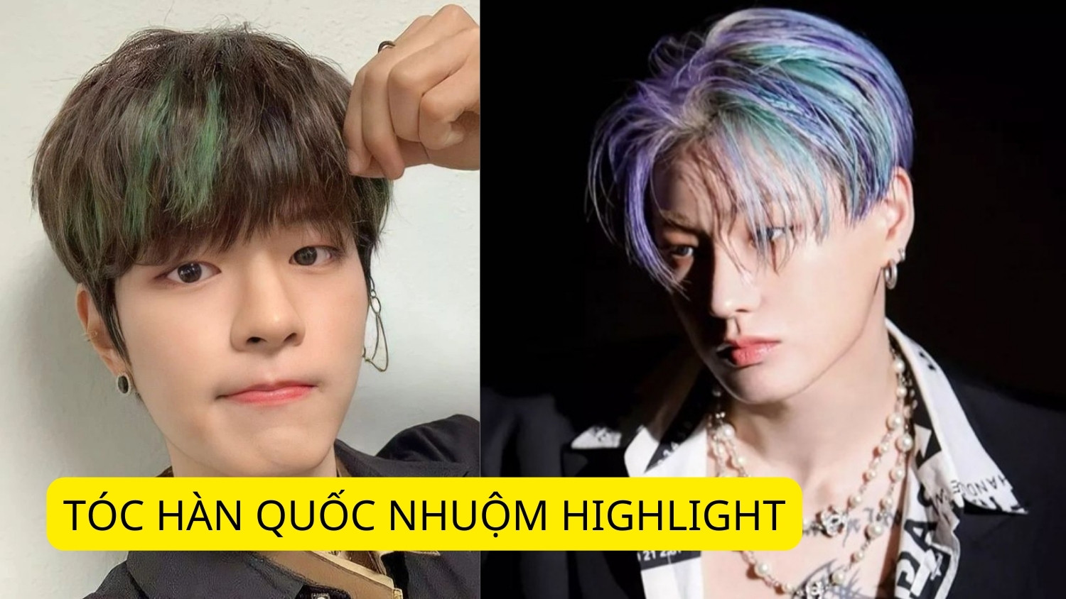 Tóc Hàn Quốc nhuộm highlight sáng tạo