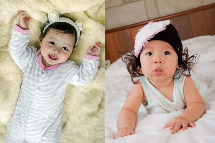 Tóc kết hợp băng đô cho bé gái 1 tuổi