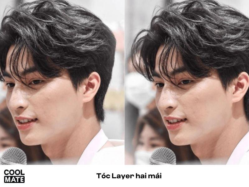 Tóc layer hai mái cân đối cho mặt kim cương