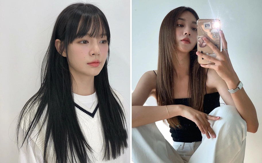 Tóc layer nữ dài thẳng kết hợp mái bay, đẹp nữ tính