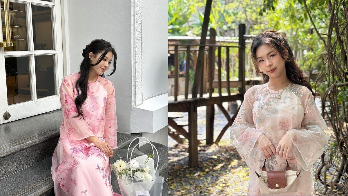 Tóc mái bay hiện đại, trẻ trung khi mặc áo dài