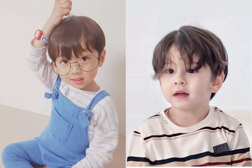 Tóc mái dài nhẹ nhàng cho bé trai 3 tuổi mặt dài