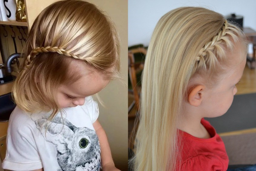 Tóc mái lệch tết kiểu Pháp cho bé gái 1 tuổi