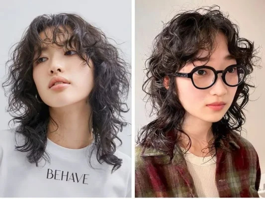 Tóc mullet xoăn phồng ngắn