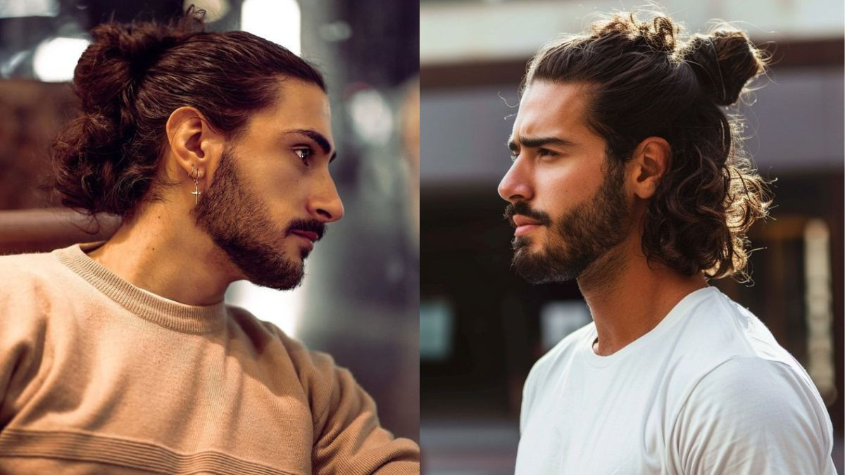 Tóc nam cột đuôi ngựa xoăn nam tính