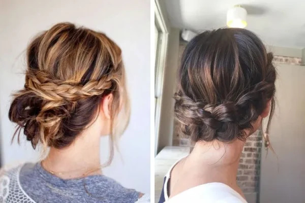 Tóc ngắn búi thấp tết dự tiệc