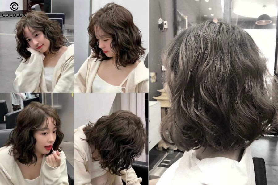 Tóc ngắn đẹp xoăn cho mặt tròn