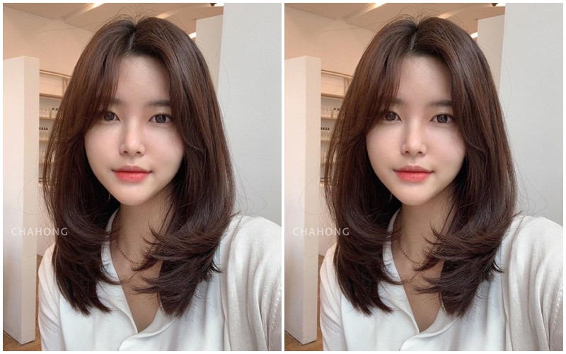 tóc ngắn layer cho mặt dài không mái