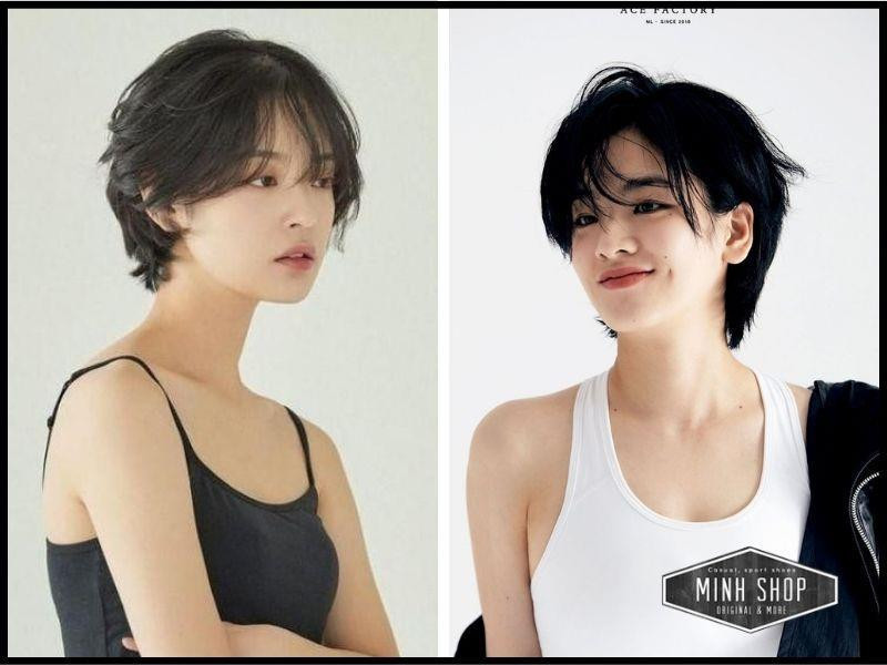 Tóc ngắn layer mullet mái thưa cho mặt vuông thêm hiện đại