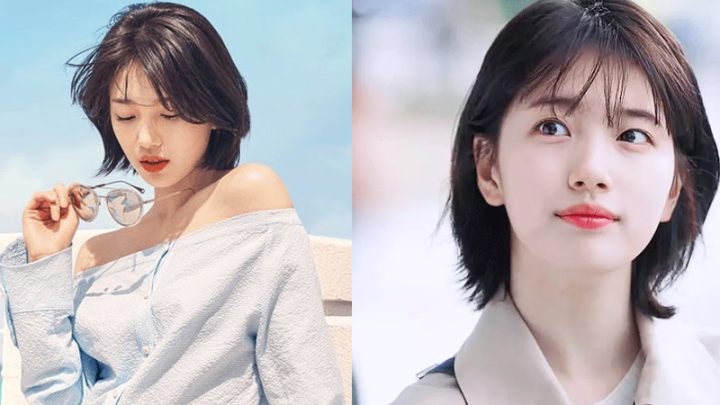 Tóc ngắn layer Suzy với mái bay nhẹ nhàng