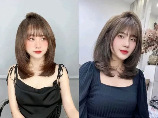 Tóc ngắn ngang vai uốn cụp đẹp
