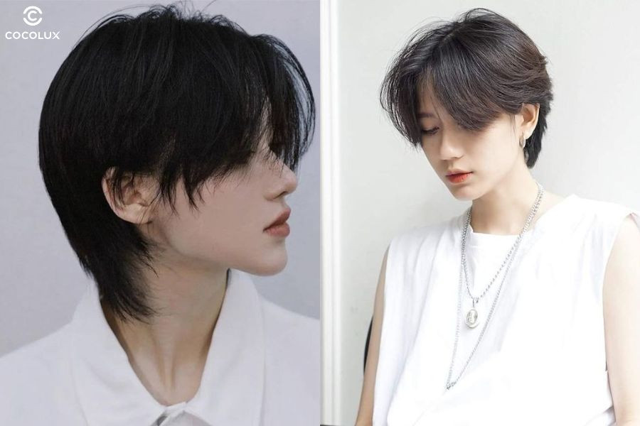 Tóc ngắn nữ tomboy mullet cá tính với phần sau tỉa layer dài tạo hiệu ứng độc đáo