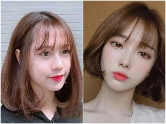 Tóc ngắn uốn cúp mái thưa theo phong cách Hàn Quốc, mang nét dịu dàng