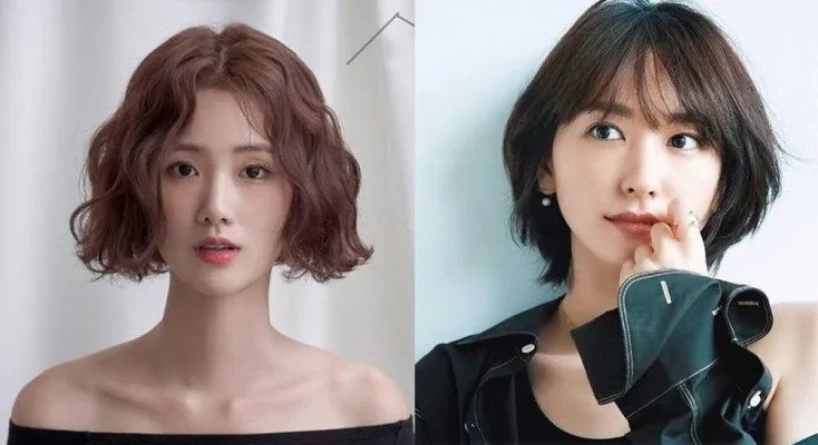 Tóc ngắn uốn xoăn nhẹ phồng hợp khuôn mặt tròn