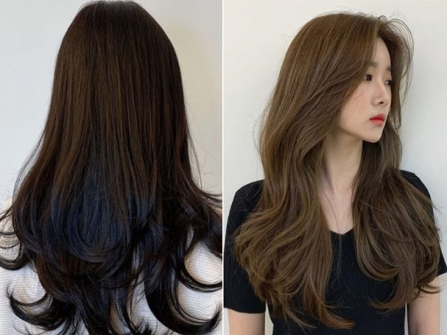 tóc ngang lưng uốn đuôi nhẹ nhàng