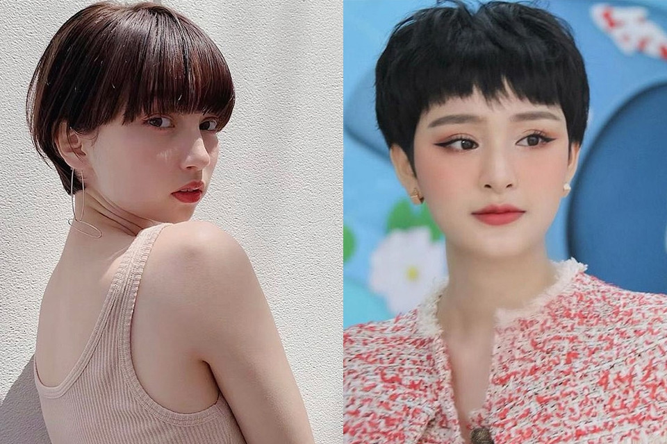 Tóc pixie mái bằng cân bằng khuôn mặt, cá tính