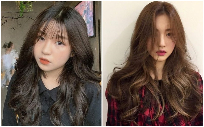 Tóc uốn layer lọn to cho mặt gầy