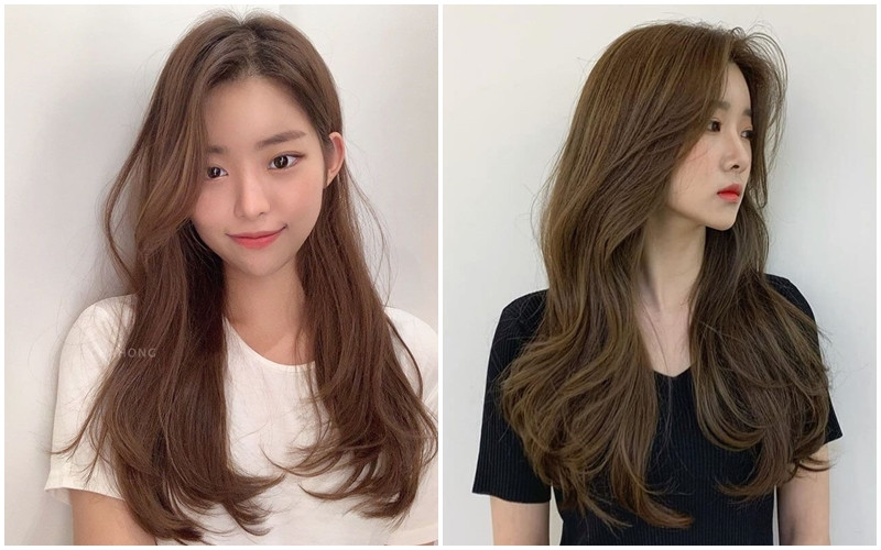 Tóc uốn layer nhẹ cụp ngang lưng