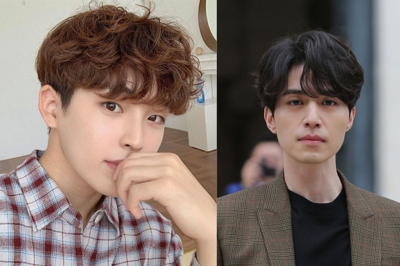 Tóc uốn mái chéo nam với sóng nhẹ tự nhiên