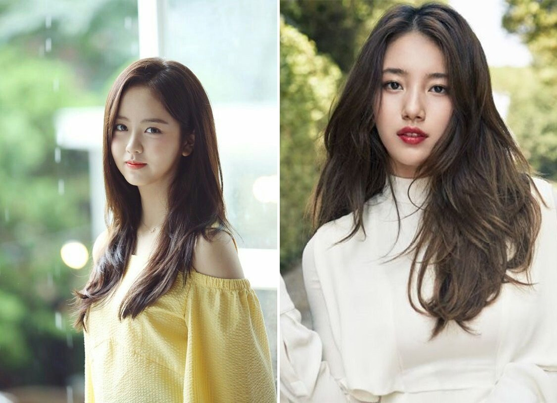 Tóc uốn sóng lơi ngang vai, phù hợp với khuôn mặt tròn dài, giúp tạo độ rộng và cân bằng